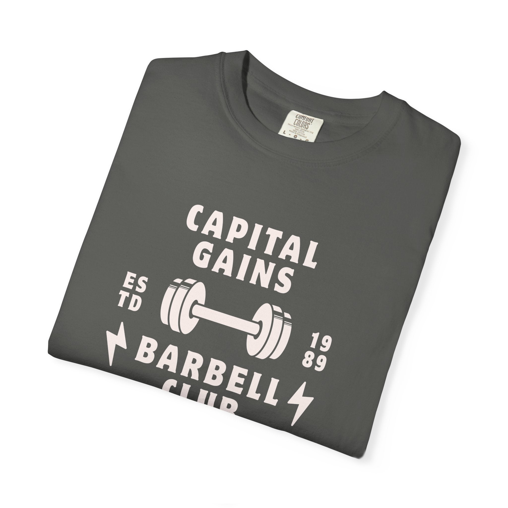 Barbell Club T-Shirt — "Capital Gains" Weightlifting Gym Tee