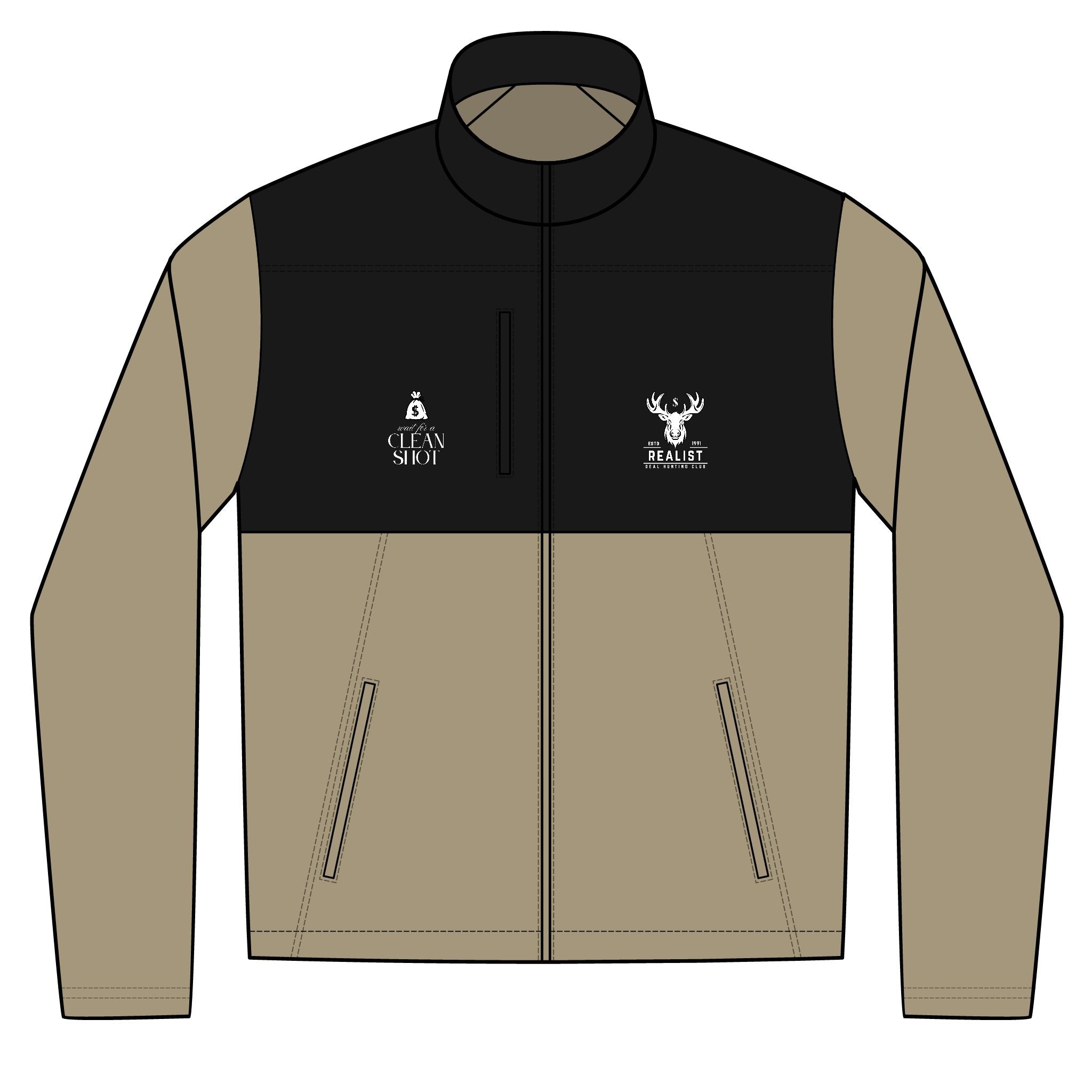 Realist Deal Hunting Club - Realtree Atlas Colorblock Soft Shell Jacket Embroidered Deer Logo Outdoor Coat