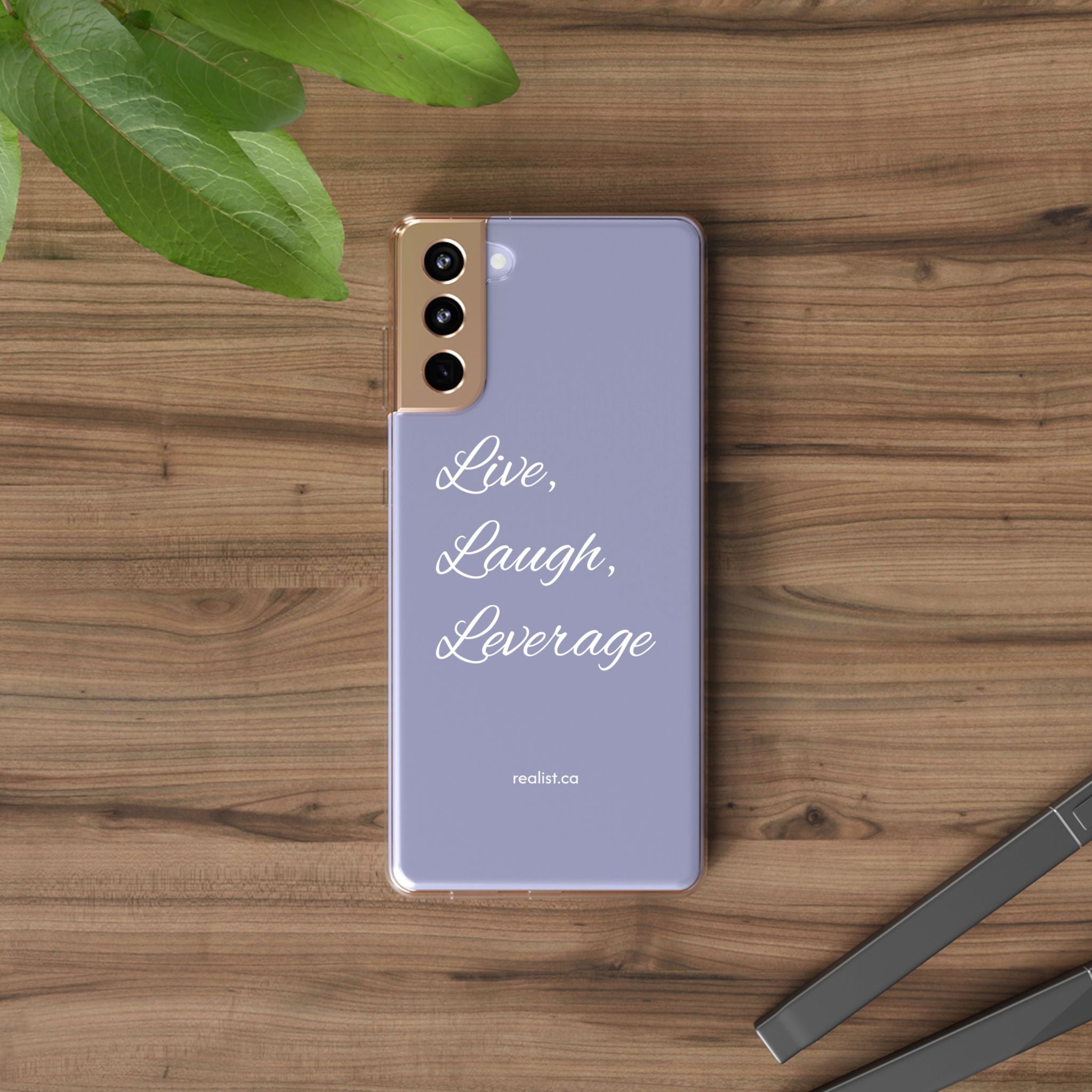 Clear Phone Case — “Live, Laugh, Leverage” Script Clear iPhone Case