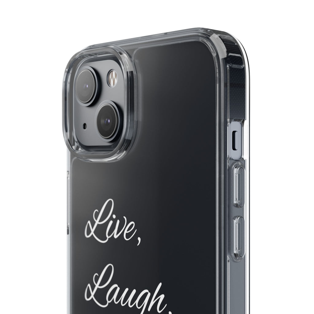 Clear Phone Case — “Live, Laugh, Leverage” Script Clear iPhone Case