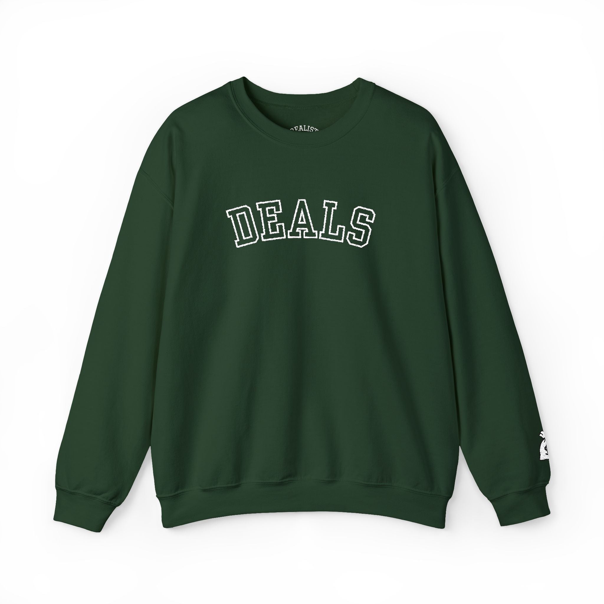DEALS Crewneck Sweatshirt — Vintage Collegiate Black Pullover