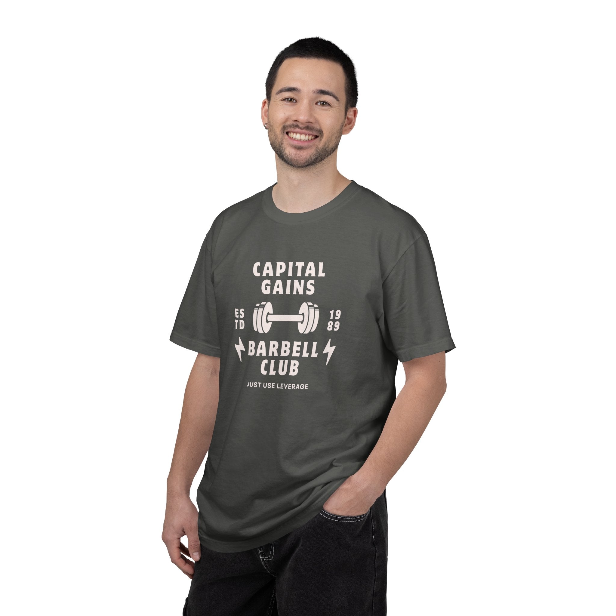 Barbell Club T-Shirt — "Capital Gains" Weightlifting Gym Tee