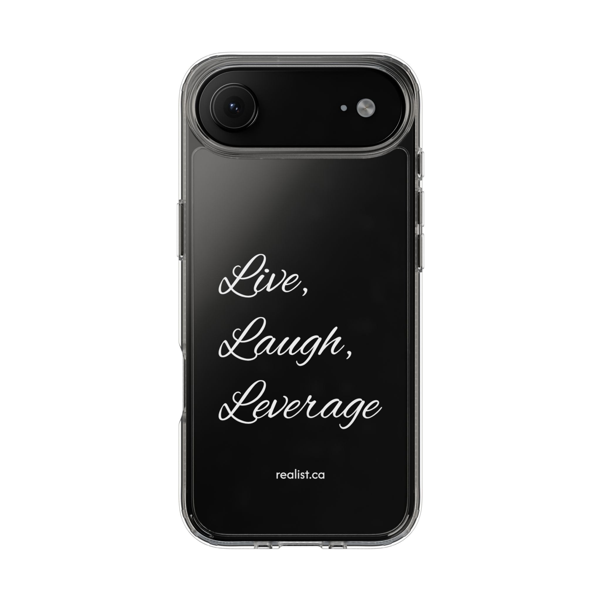 Clear Phone Case — “Live, Laugh, Leverage” Script Clear iPhone Case
