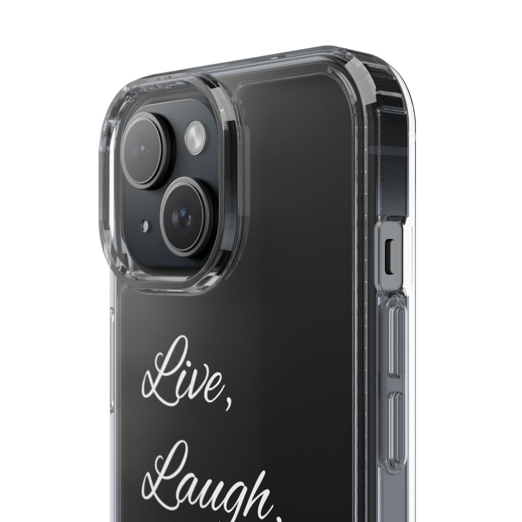 Clear Phone Case — “Live, Laugh, Leverage” Script Clear iPhone Case