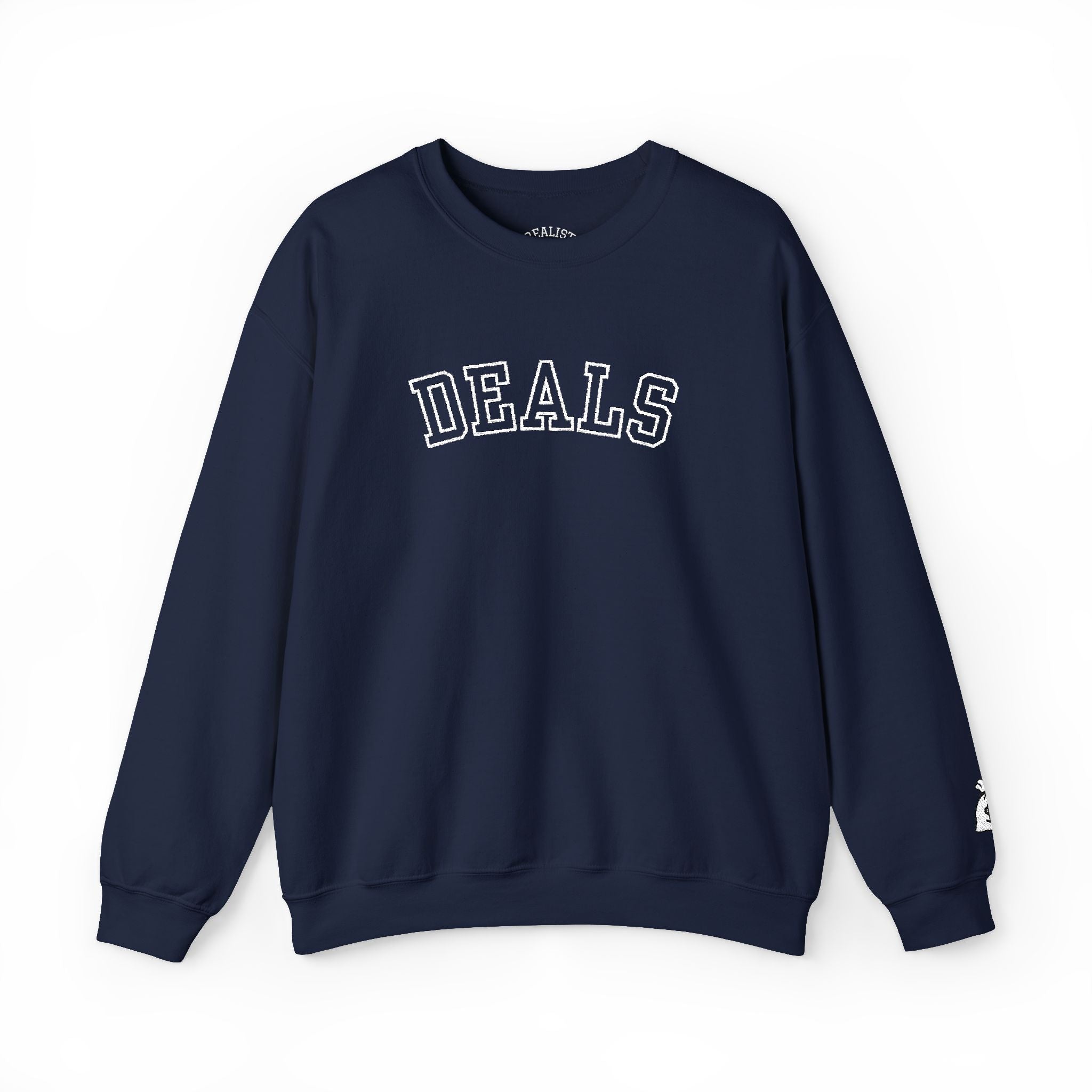 DEALS Crewneck Sweatshirt — Vintage Collegiate Black Pullover