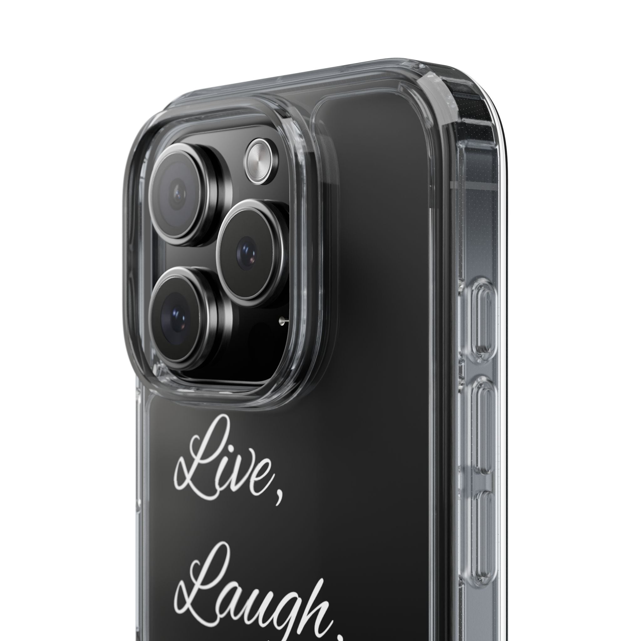 Clear Phone Case — “Live, Laugh, Leverage” Script Clear iPhone Case