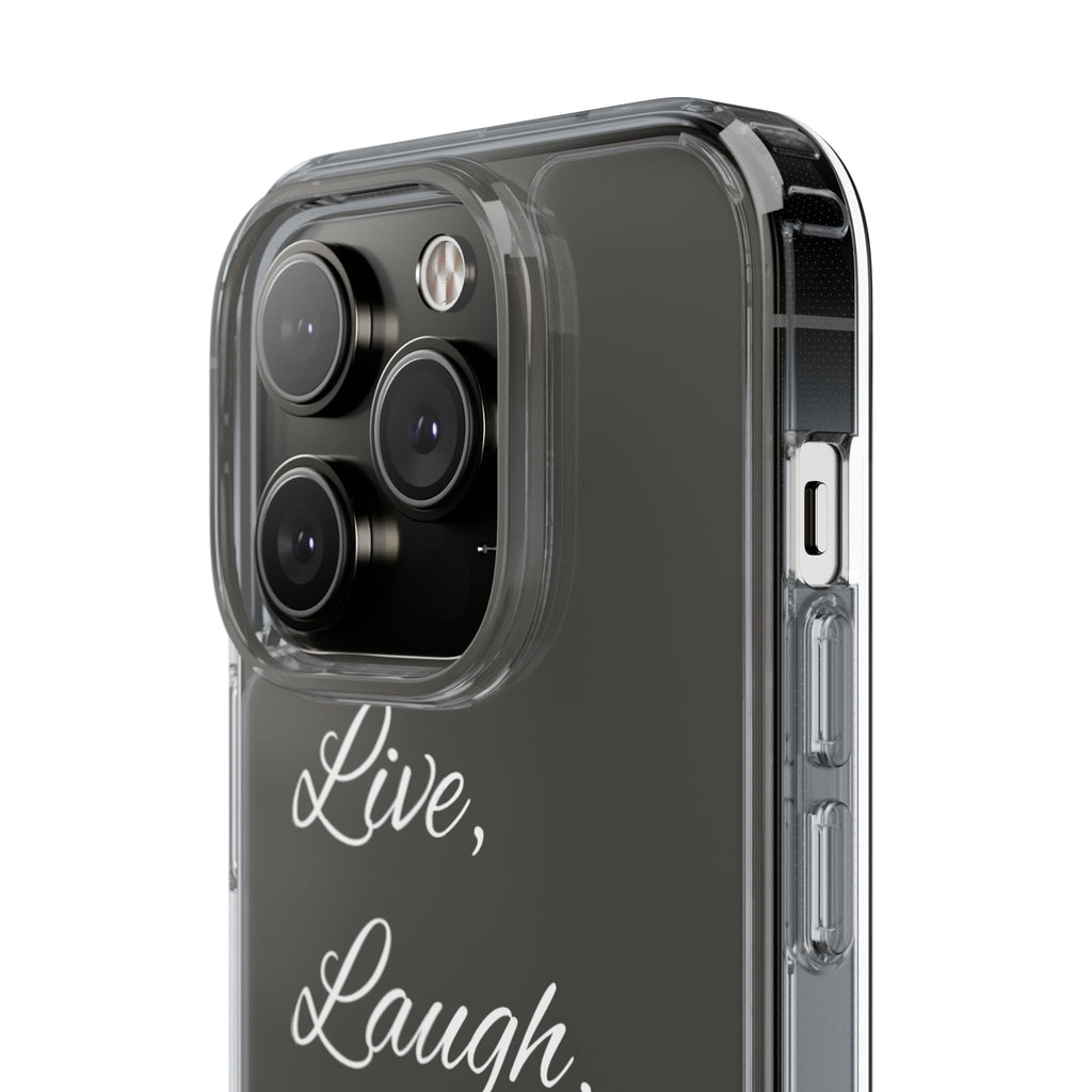 Clear Phone Case — “Live, Laugh, Leverage” Script Clear iPhone Case