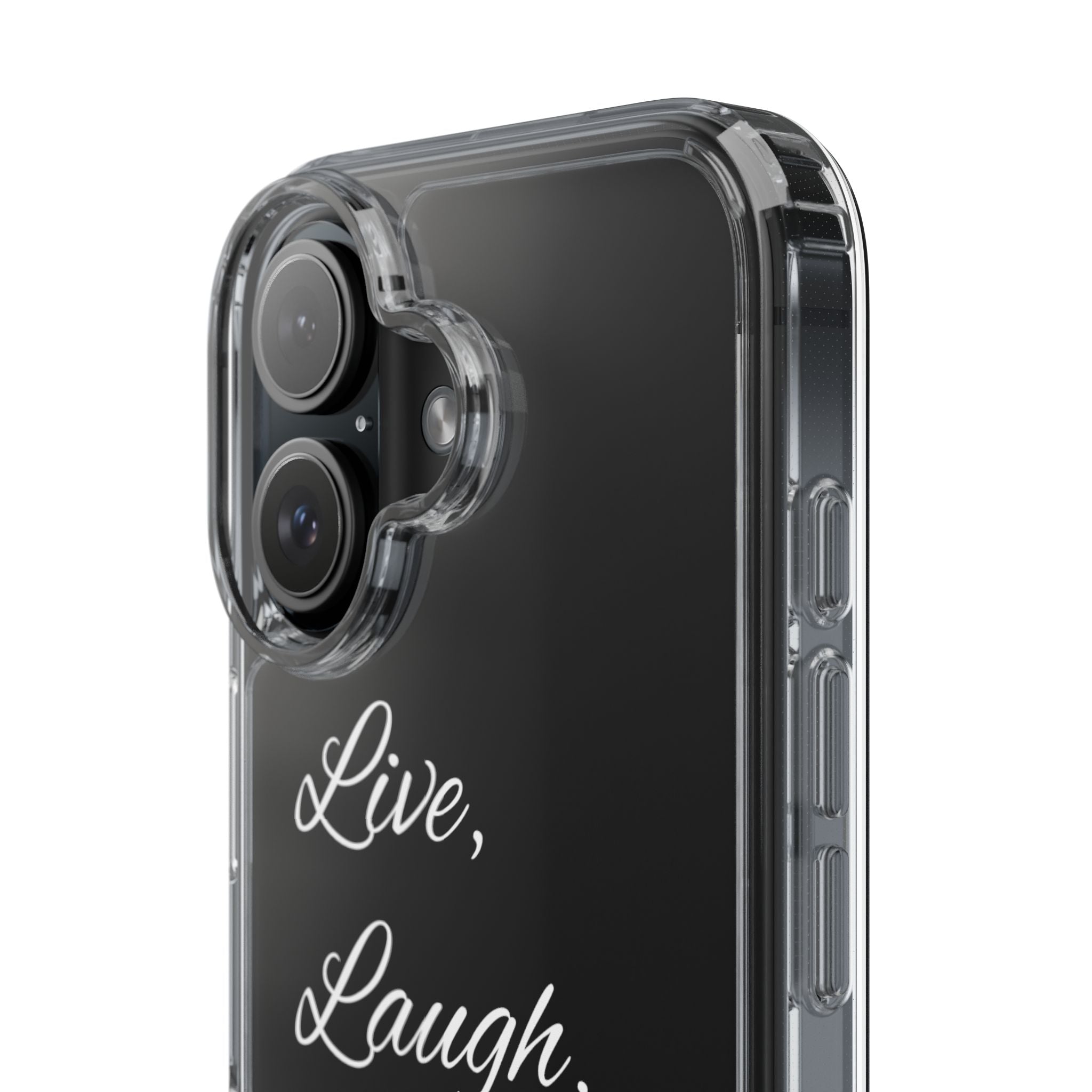 Clear Phone Case — “Live, Laugh, Leverage” Script Clear iPhone Case