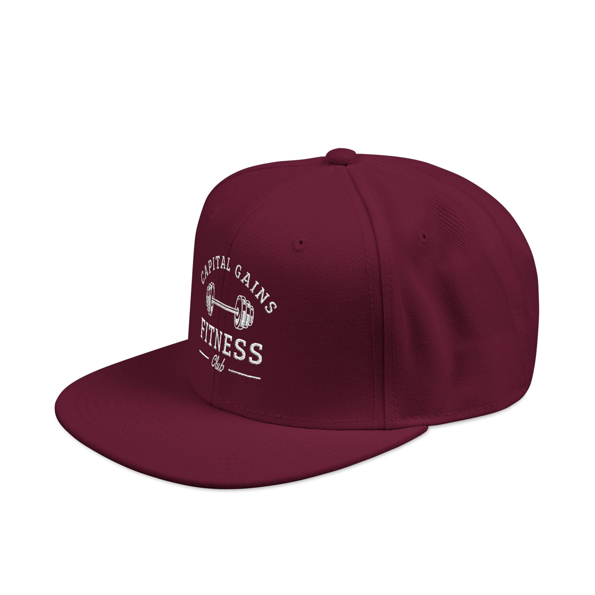 Capital Gains Club — Embroidered Fitness Snapback Hat — Vintage ‘Fitness’ Logo Cap