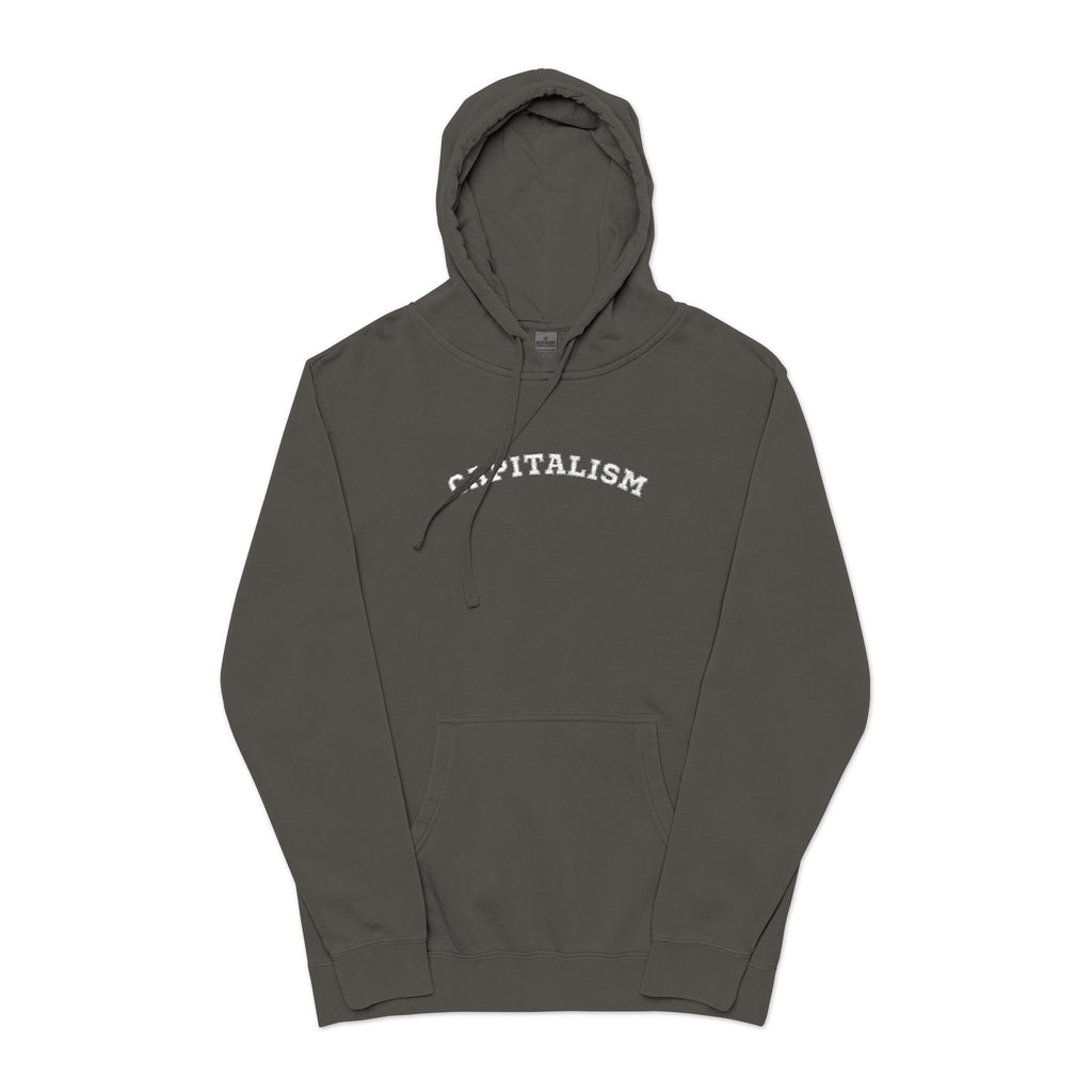 Capitalism Hoodie — Vintage Pigment-Dyed Graphic Pullover
