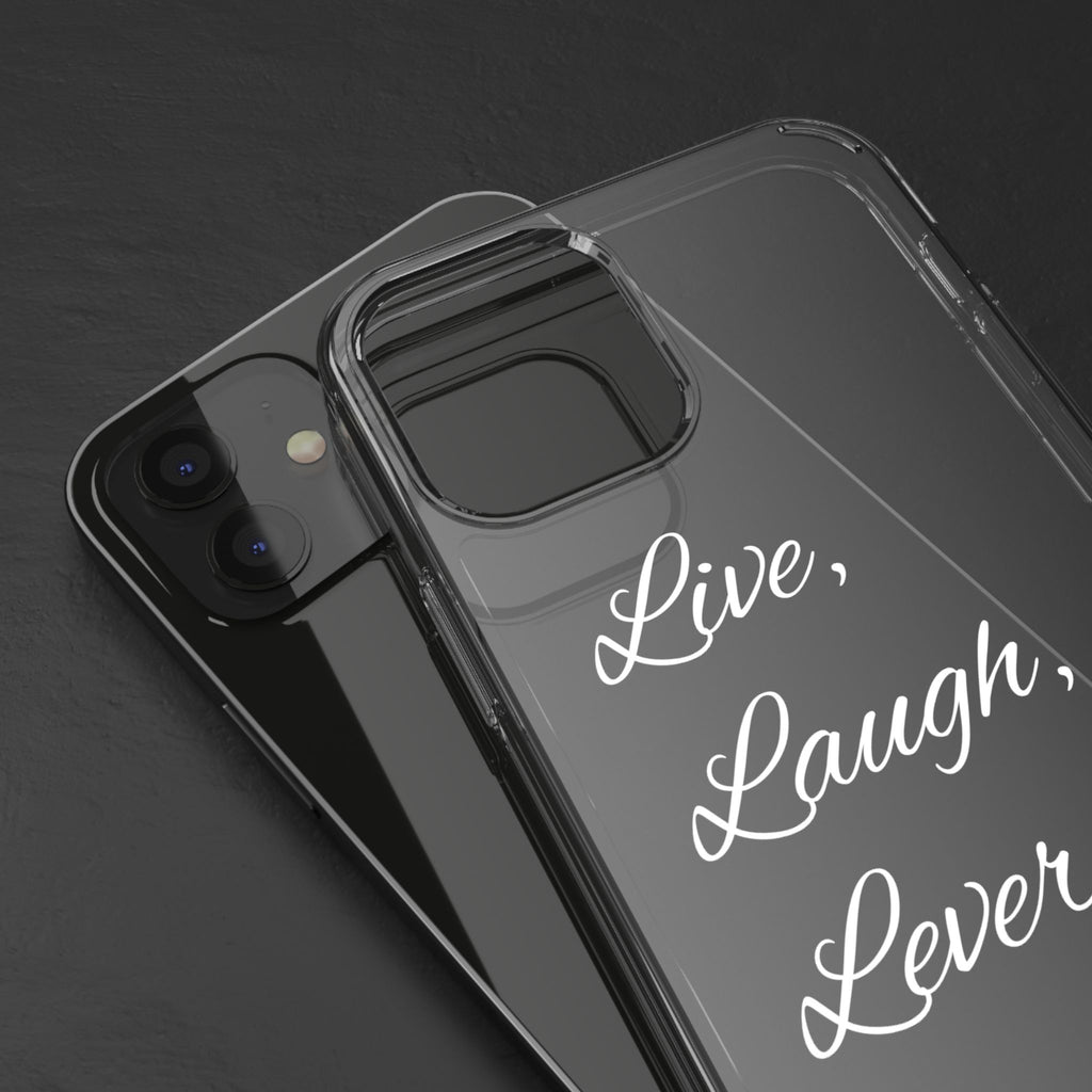 Clear Phone Case — “Live, Laugh, Leverage” Script Clear iPhone Case