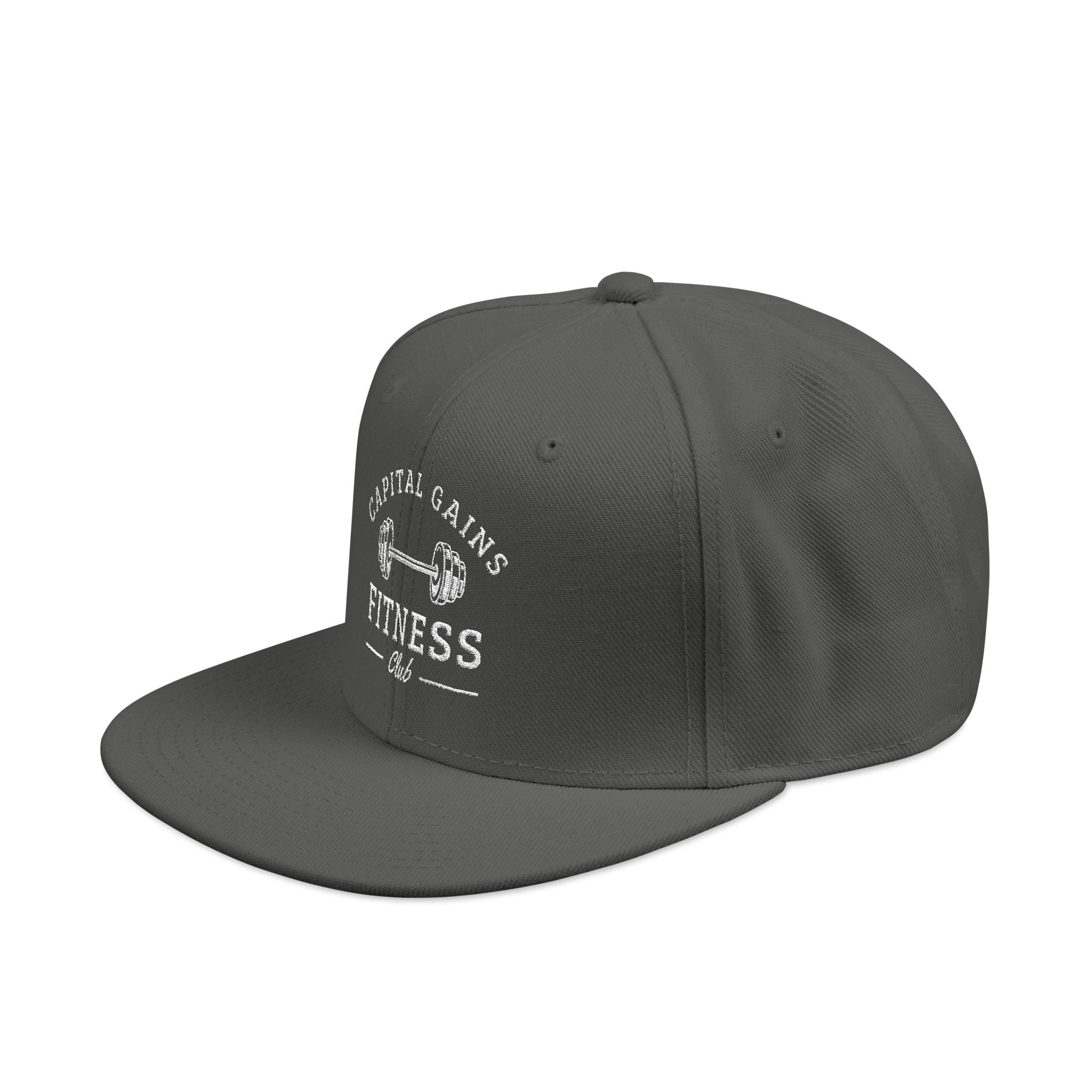 Capital Gains Club — Embroidered Fitness Snapback Hat — Vintage ‘Fitness’ Logo Cap