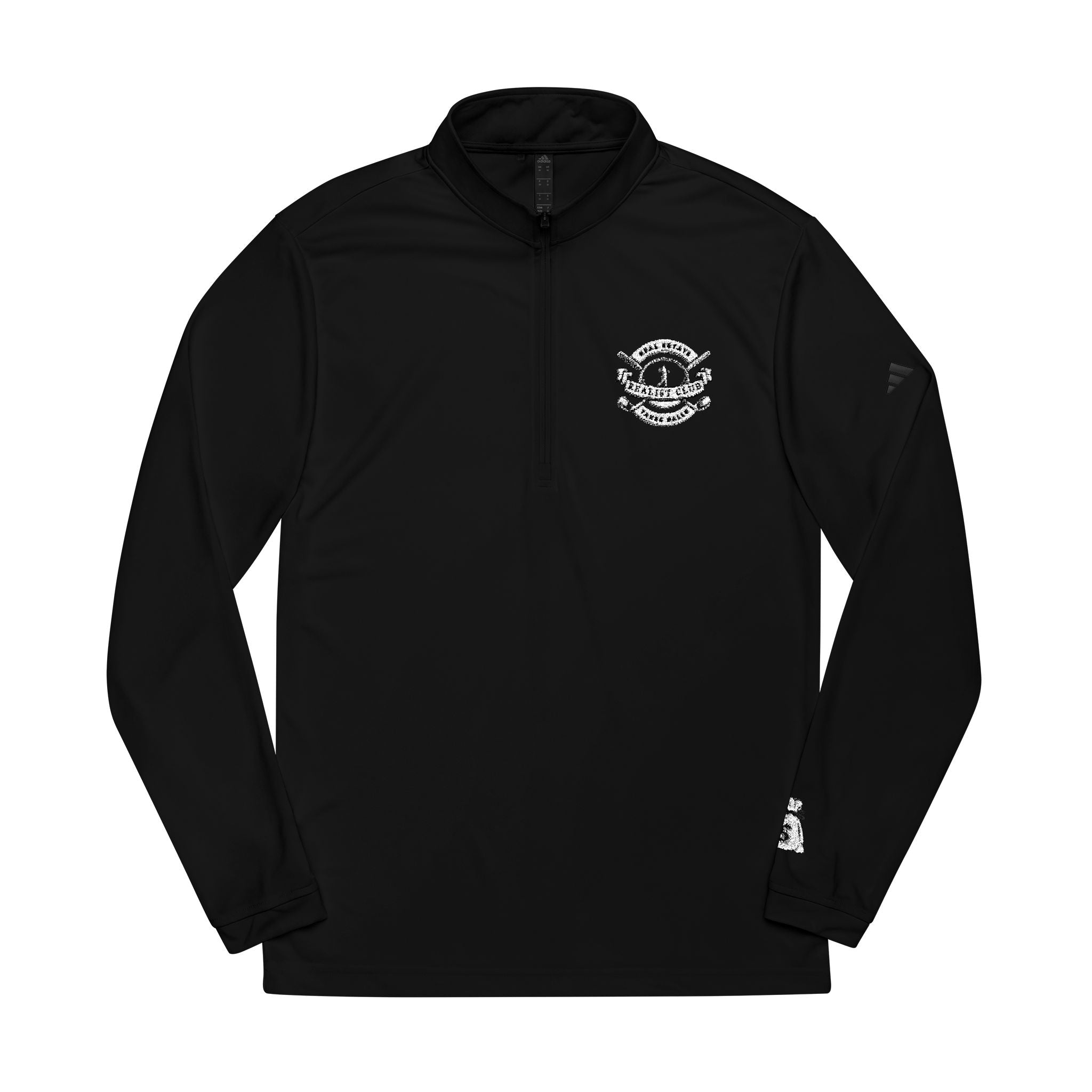 Embroidered Adidas Quarter-Zip Pullover — Black Athletic Jacket with Chest Logo