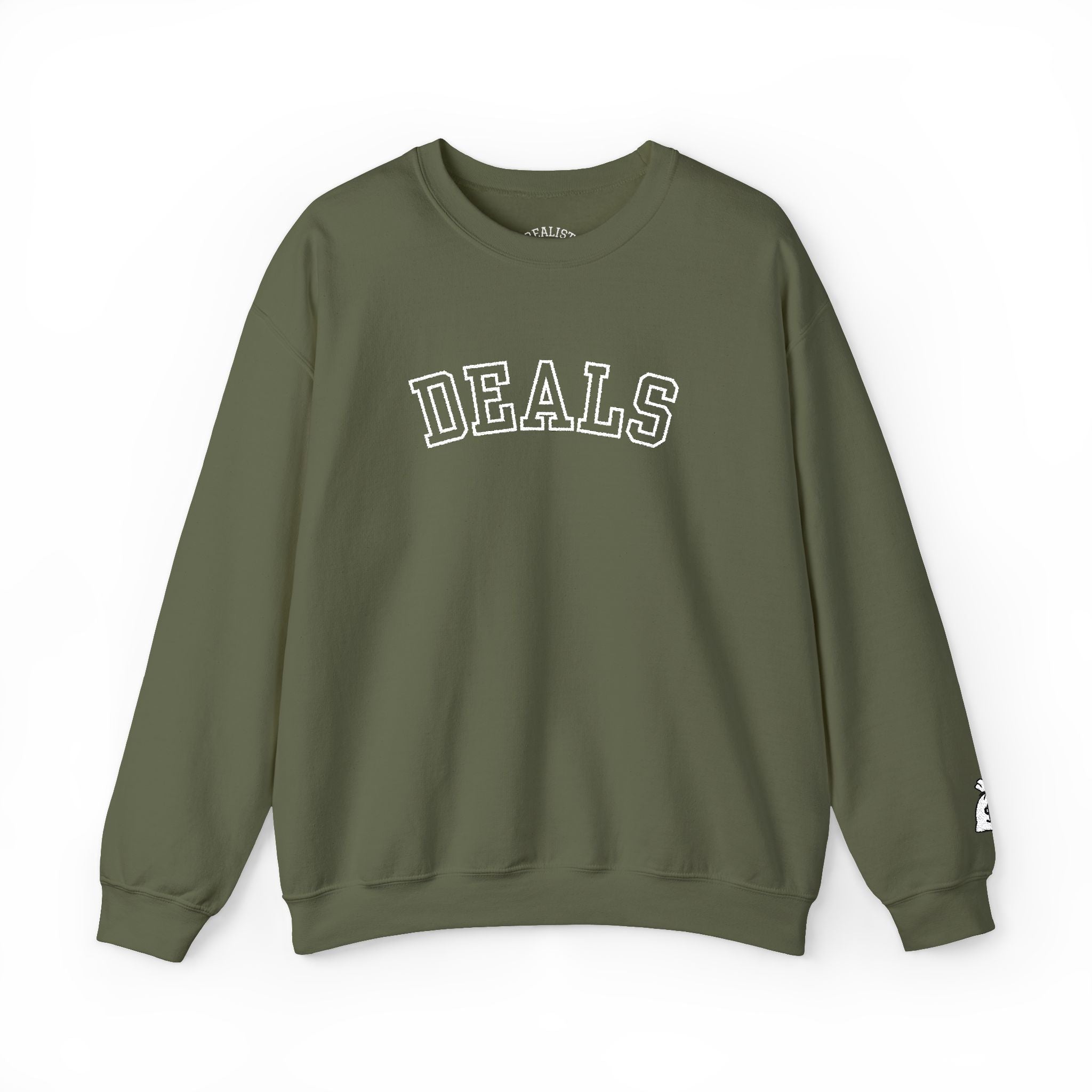 DEALS Crewneck Sweatshirt — Vintage Collegiate Black Pullover