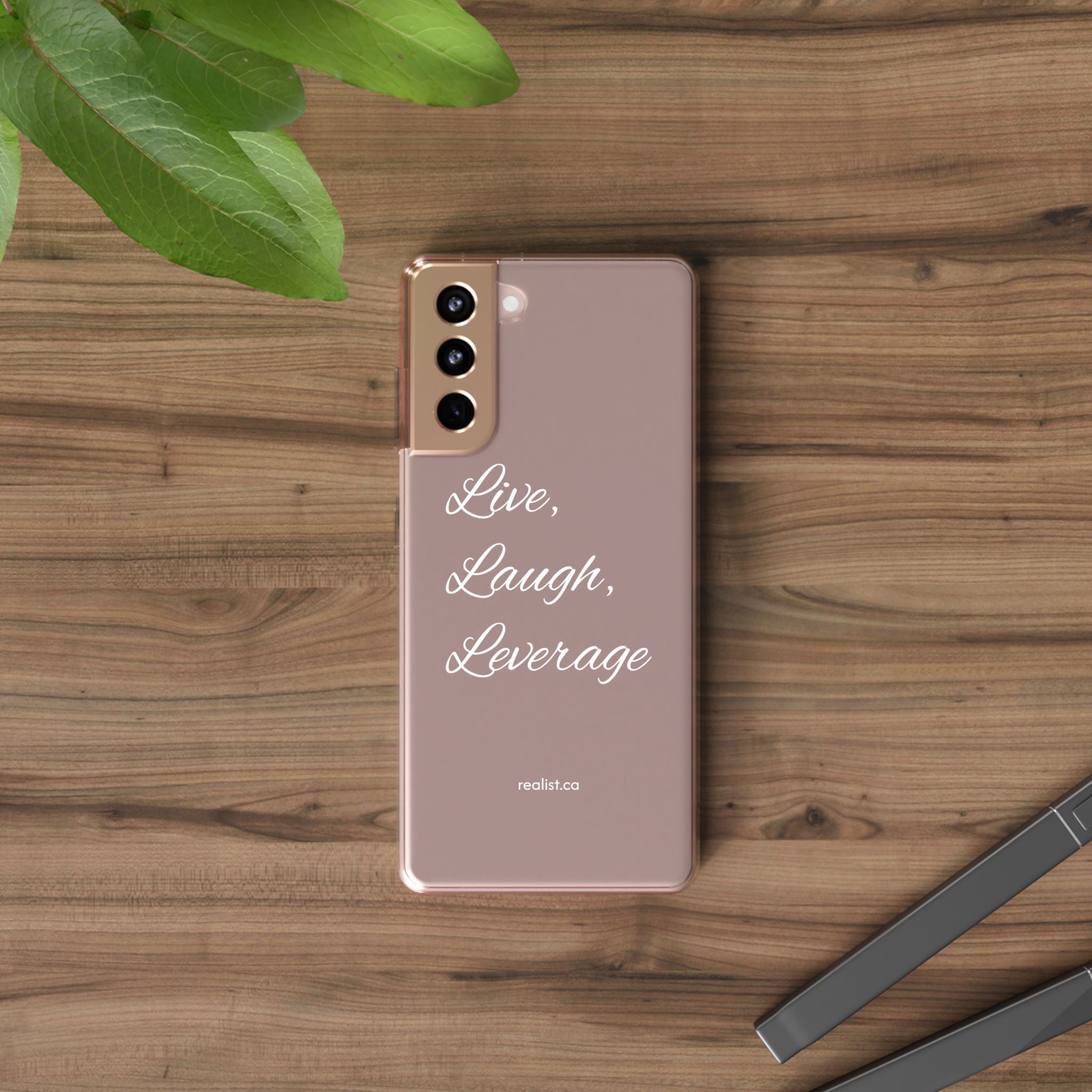 Clear Phone Case — “Live, Laugh, Leverage” Script Clear iPhone Case