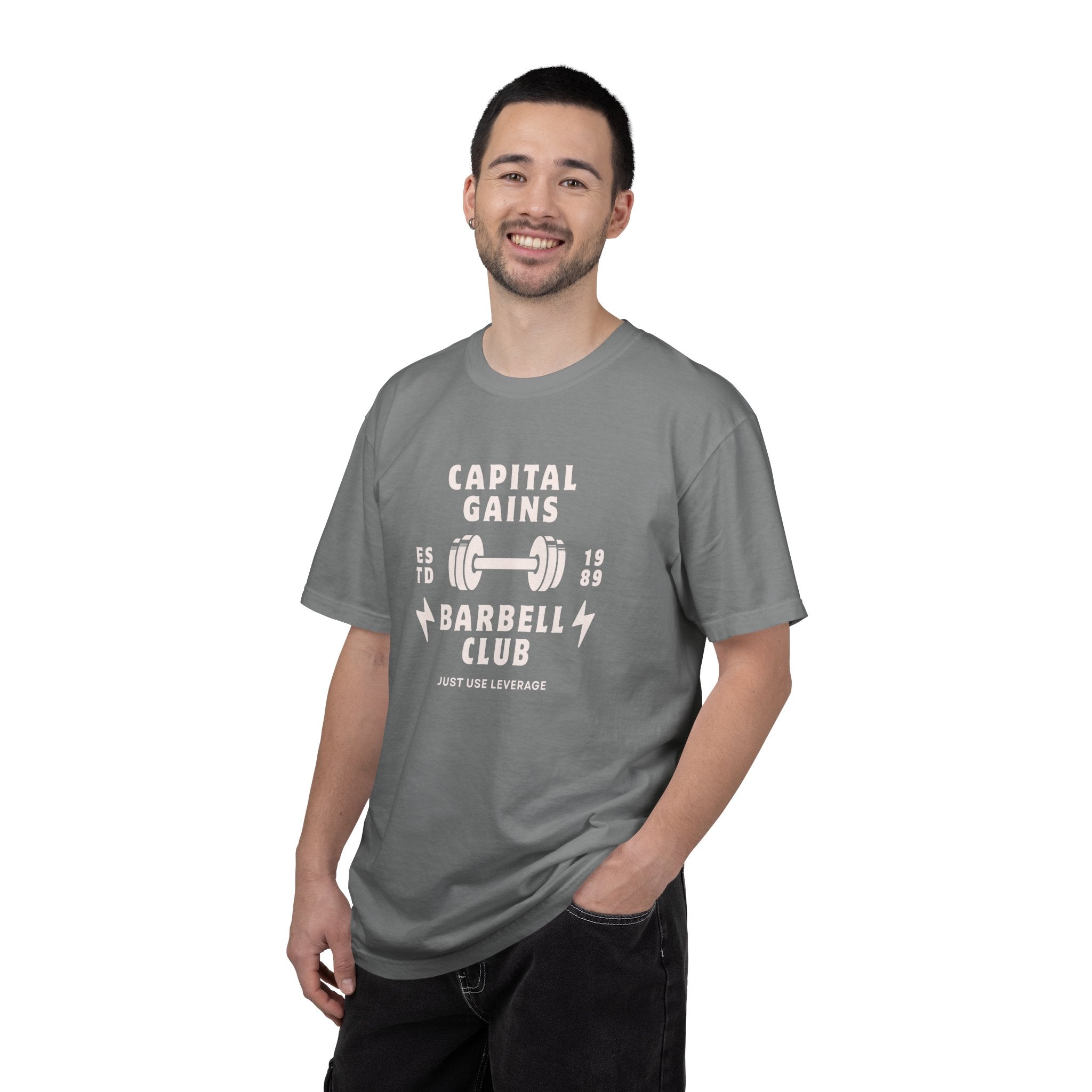 Barbell Club T-Shirt — "Capital Gains" Weightlifting Gym Tee
