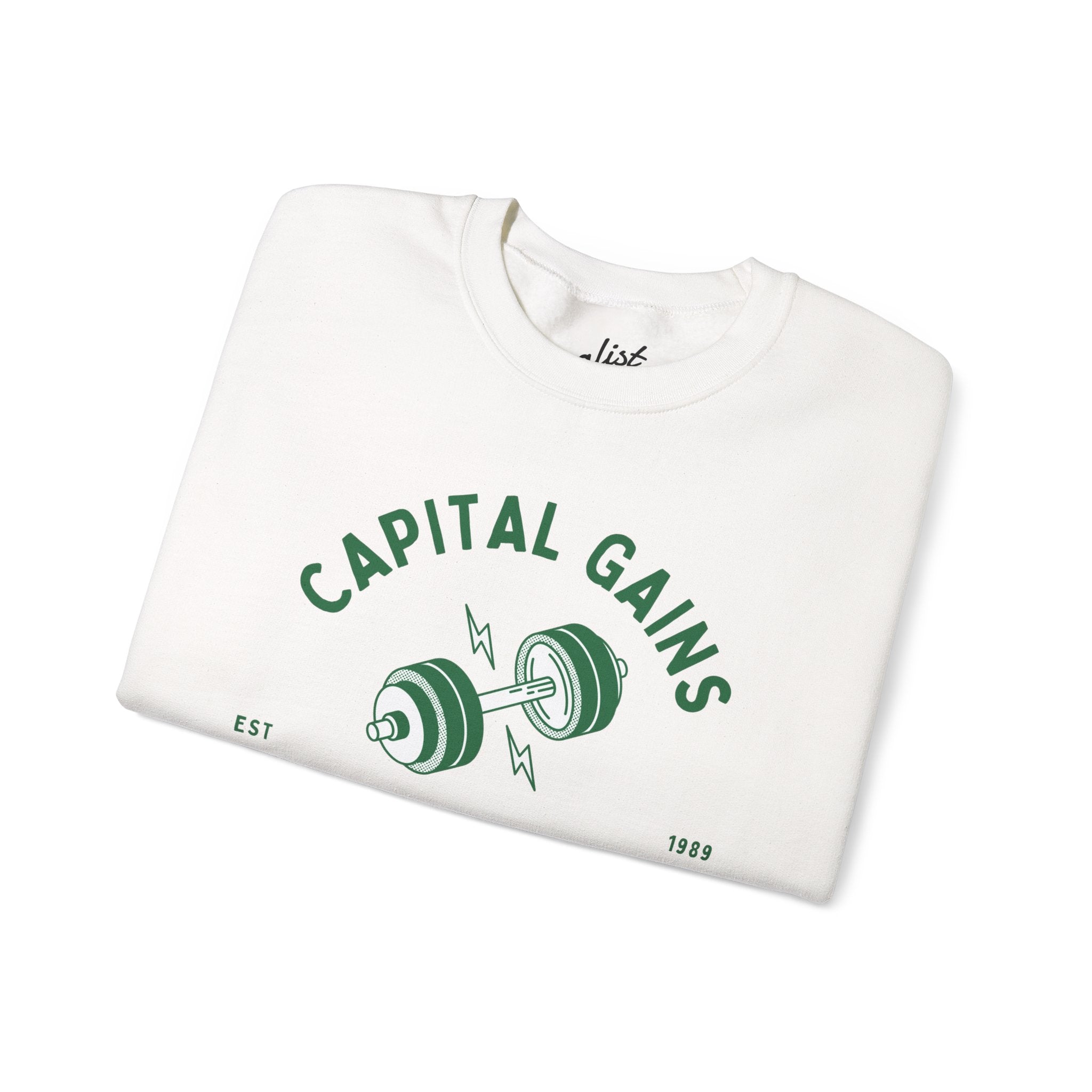 Lifting Club Crewneck Sweatshirt — "Capital Gains" Weightlifting Gym Pullover