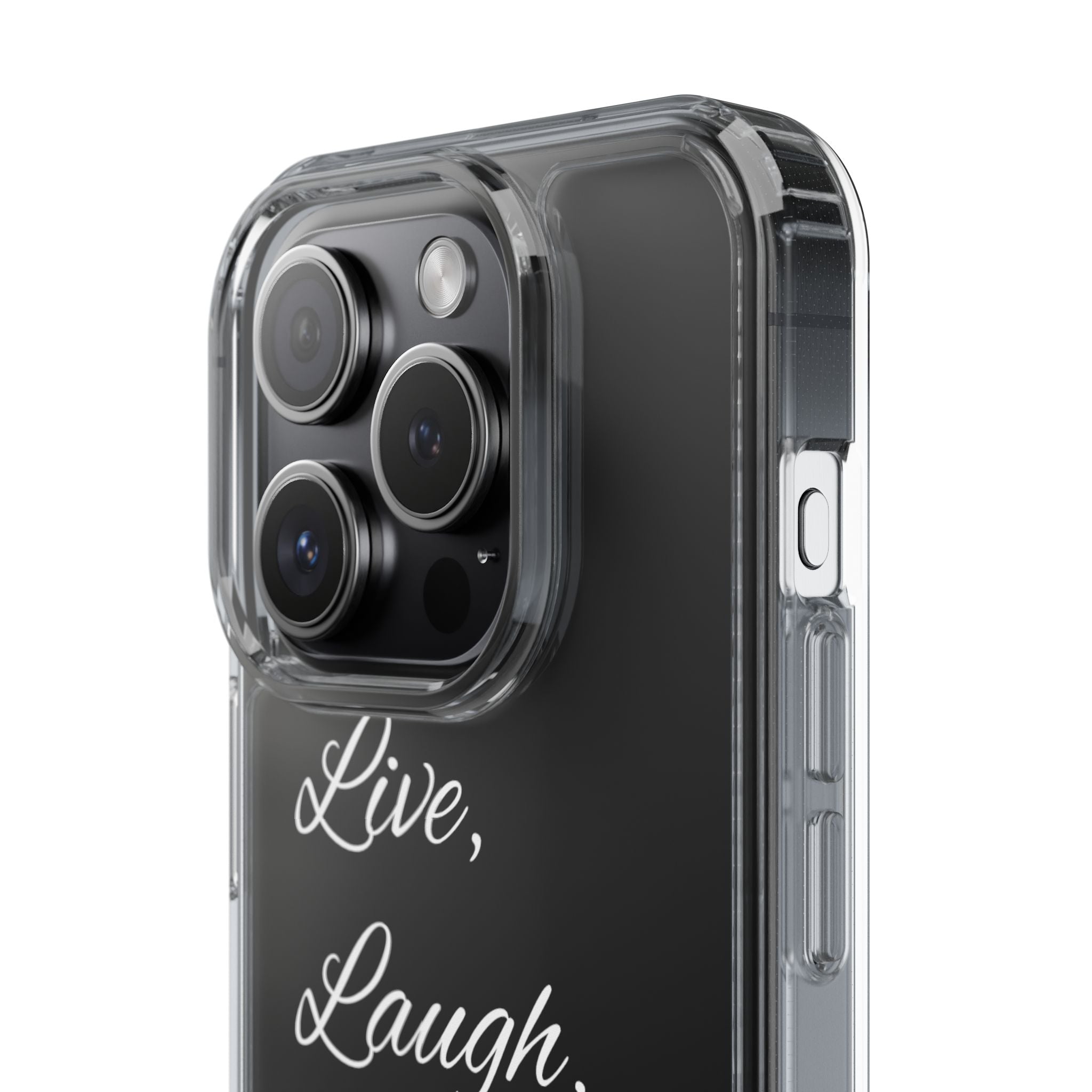 Clear Phone Case — “Live, Laugh, Leverage” Script Clear iPhone Case