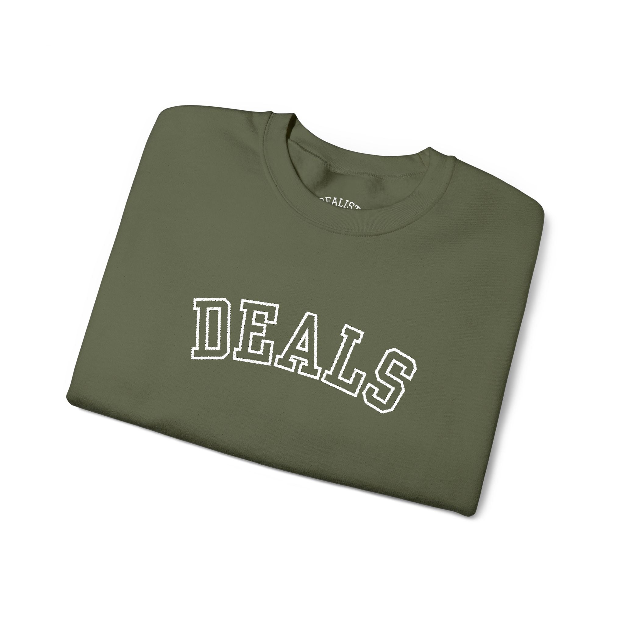 DEALS Crewneck Sweatshirt — Vintage Collegiate Black Pullover