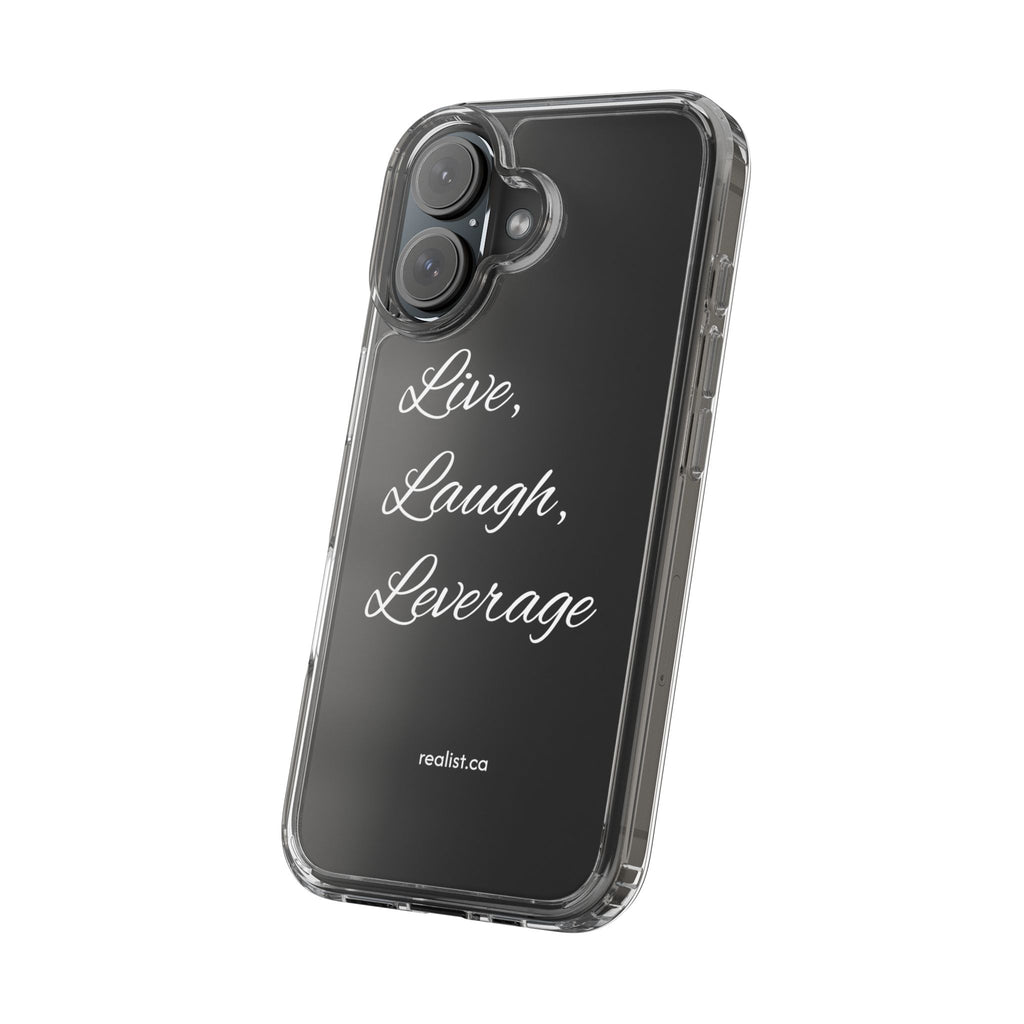 Clear Phone Case — “Live, Laugh, Leverage” Script Clear iPhone Case