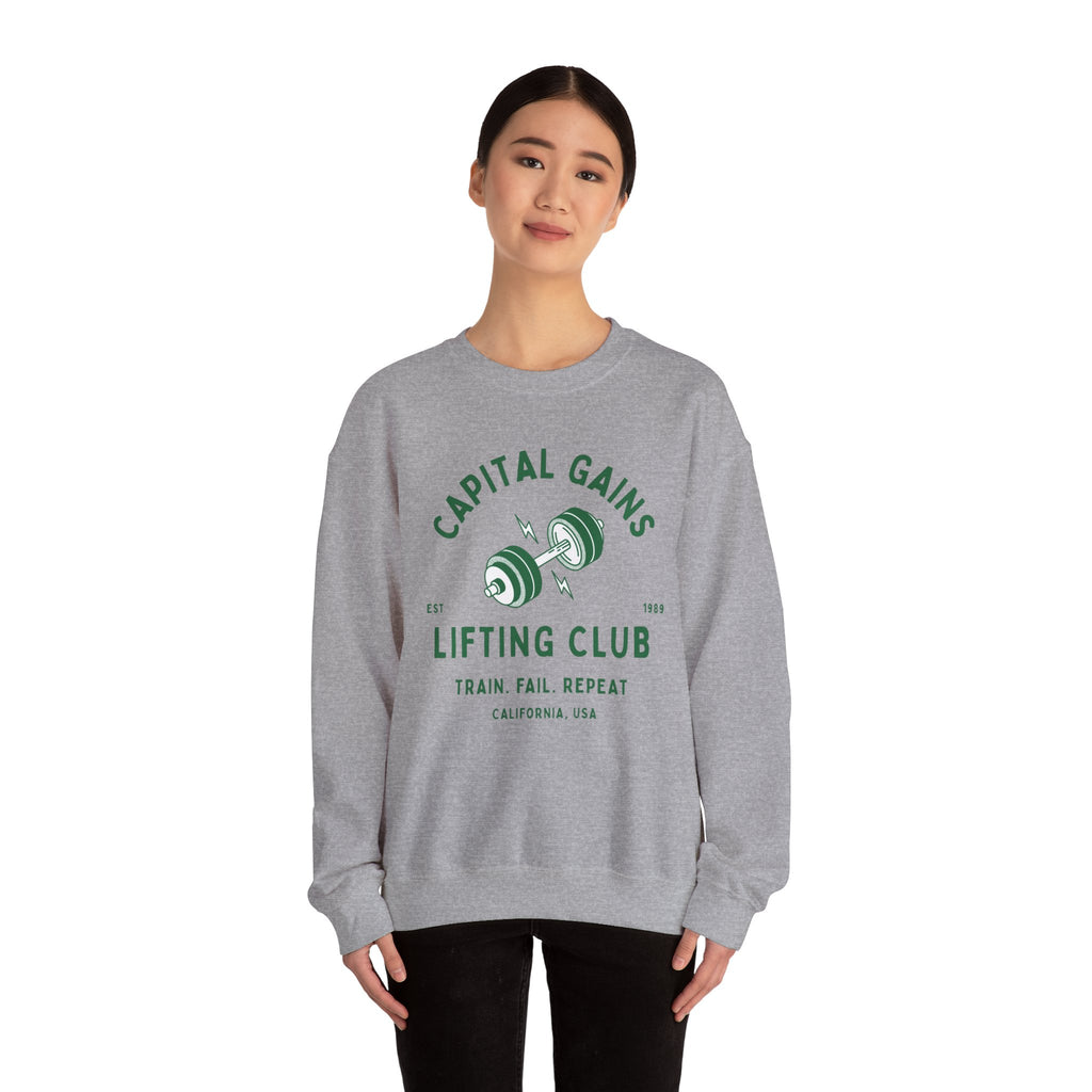 Lifting Club Crewneck Sweatshirt — "Capital Gains" Weightlifting Gym Pullover